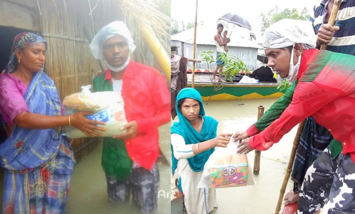 বন্যার্তদের মাঝে হিরো আলমের ত্রাণ বিতরণ