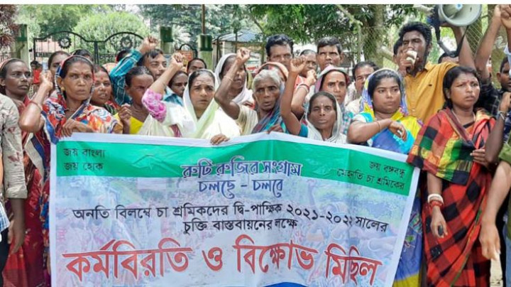 অষ্টম দিনের মতো চলছে চা শ্রমিকদের ধর্মঘট