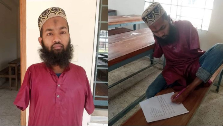 পা দিয়ে লিখে আলিম পরীক্ষায় ৪.৫৭ পেলেন কালুখালীর সেই হাবিব