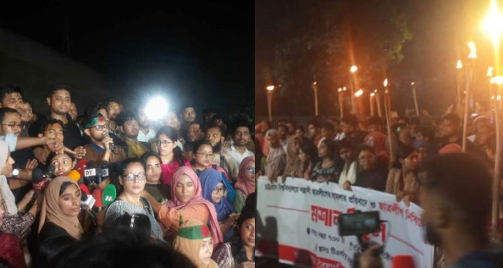 রাষ্ট্রপতির পদত্যাগ ও ছাত্রলীগ নিষিদ্ধের দাবিতে ঢাবিতে মশাল মিছিল
